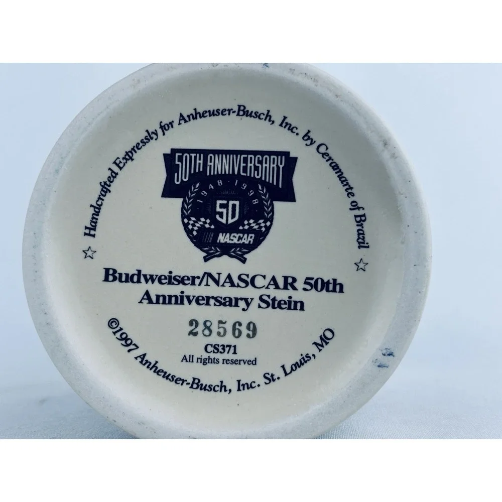 CS371 Vintage 1997 Budweiser NASCAR 50th Anniversary Stein 28569 Ceramarte